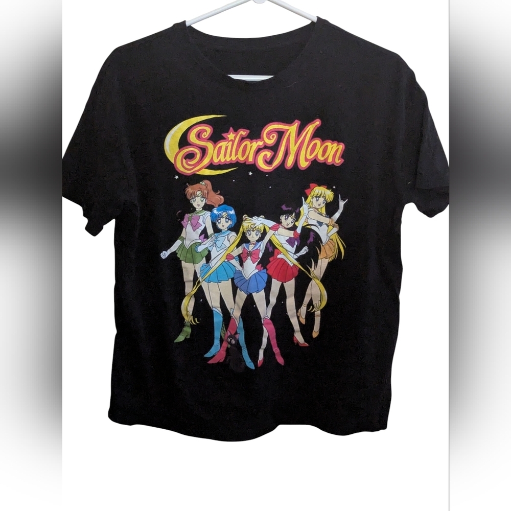 Sailor Moon & Scouts Black Graphic T-Shirt | Women's Small